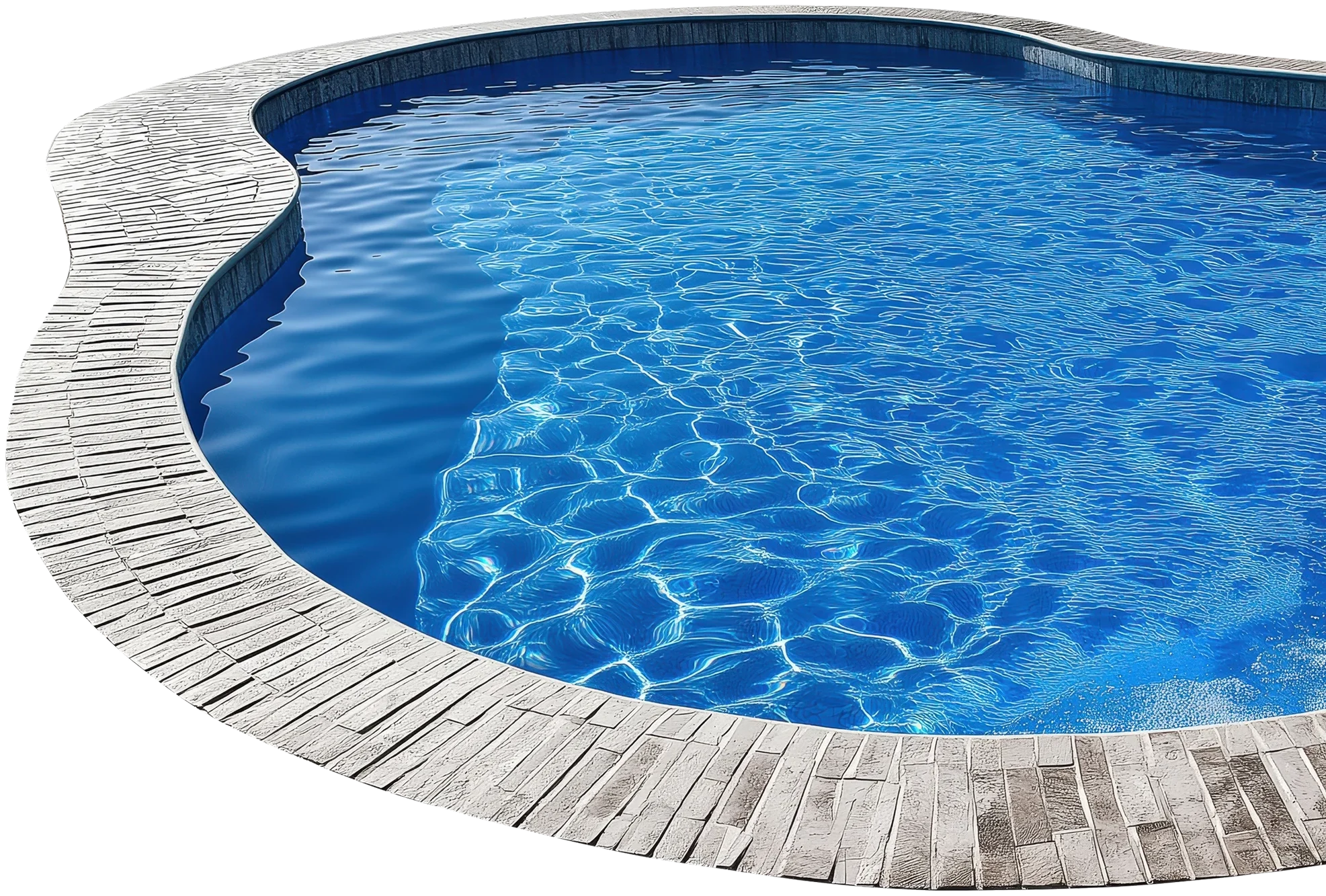 Aerial view of clear blue water ripples in a residential swimming pool